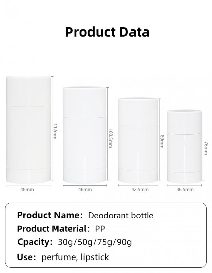 Recyclable Polypropylene Plastic Empty Deodorant Container Twist Up Top Fill 1oz - 3oz 5