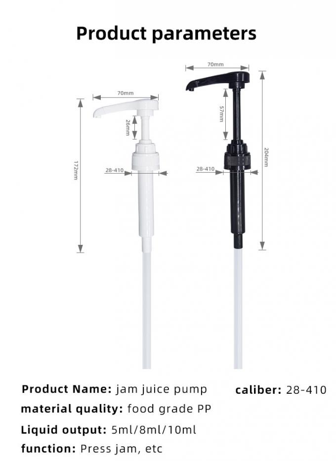 750ml Plastic PP Syrup Pump Dispenser Drip Proof For Coffee 6