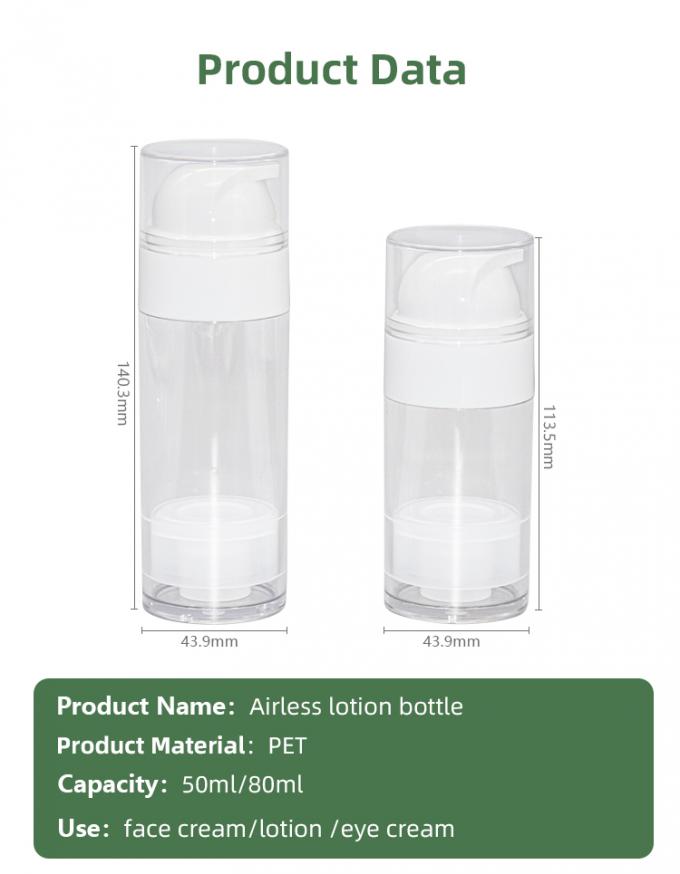 Round PET Airless Dispenser Pump Bottle 50ml 80ml For Personal Care 6