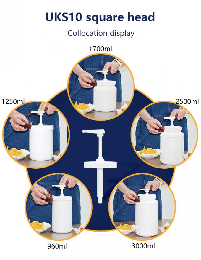 5ml 8ml 10ml Square Head Food Condiment Pump Dispenser 960ML - 1 Gallon Bottle 1
