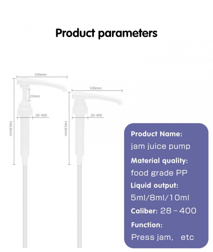28-400 Mono All Plastic Syrup Pumps 5ml 8ml 10ml Food Dispenser Pump 8