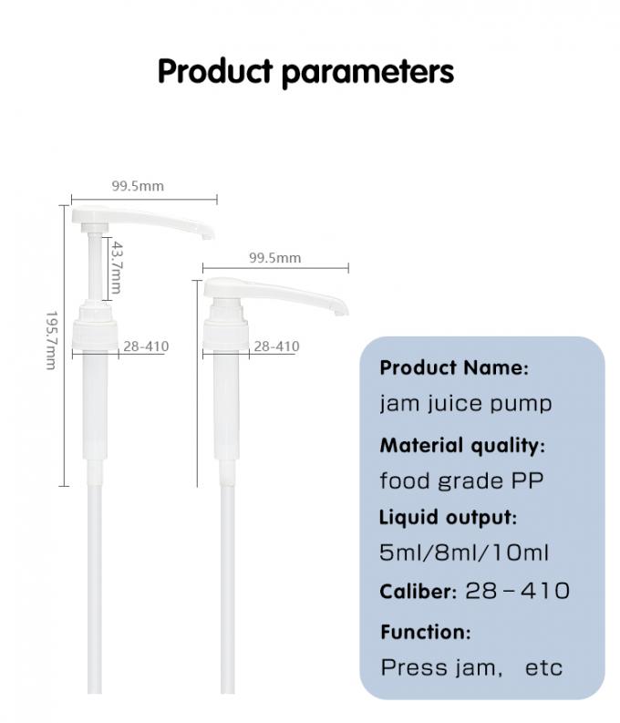 Food All Plastic Syrup Dispenser Pump 5ml 8ml 10ml 28-410 6