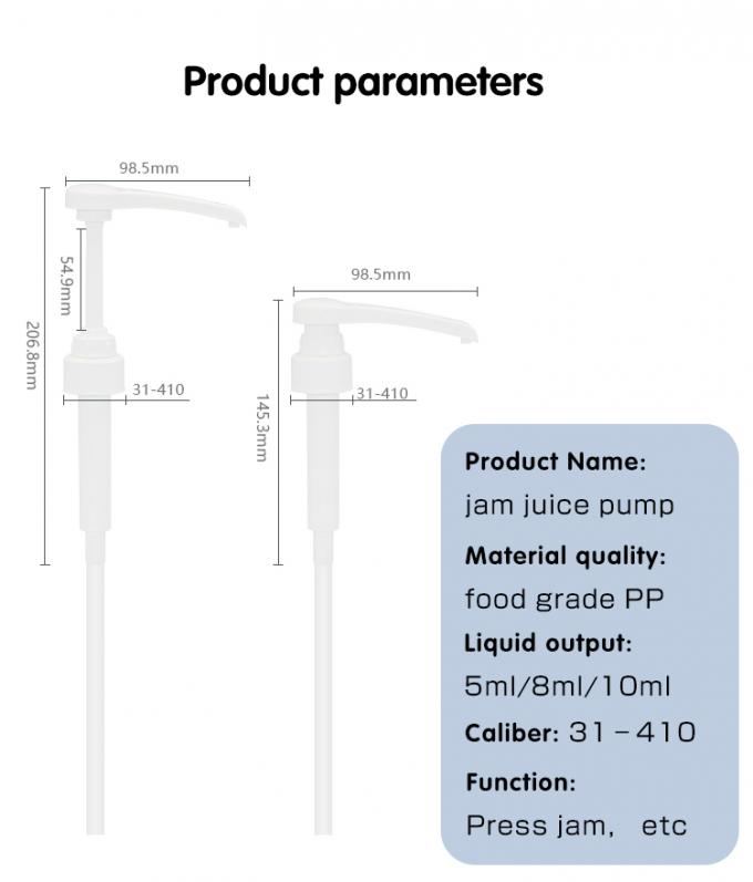 Removable Head All Plastic Syrup Dispenser Pump 31-410 5ml 8ml 10ml 5
