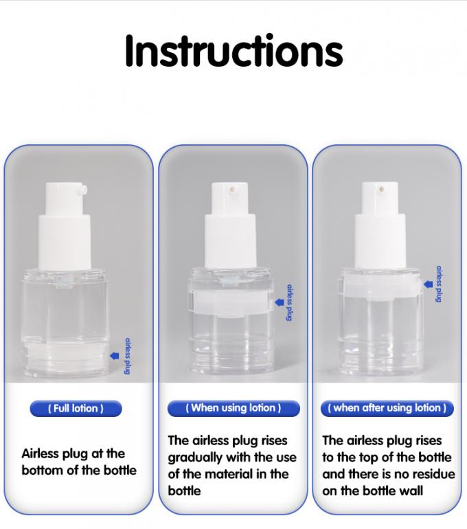 15ml 30ml 50ml Oval Shape Airless Pump Bottles High Transparent PETG Material 8