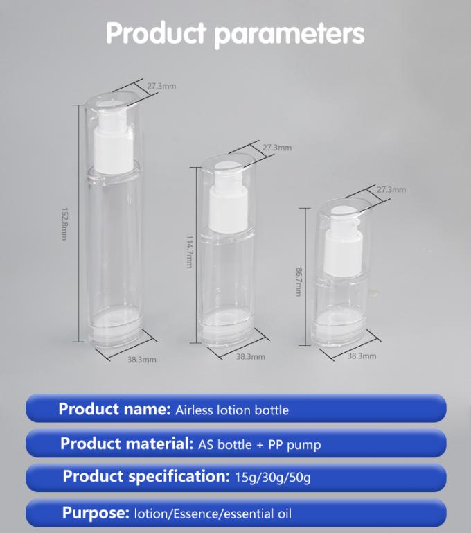 15ml 30ml 50ml Oval Shape Airless Pump Bottles High Transparent PETG Material 9