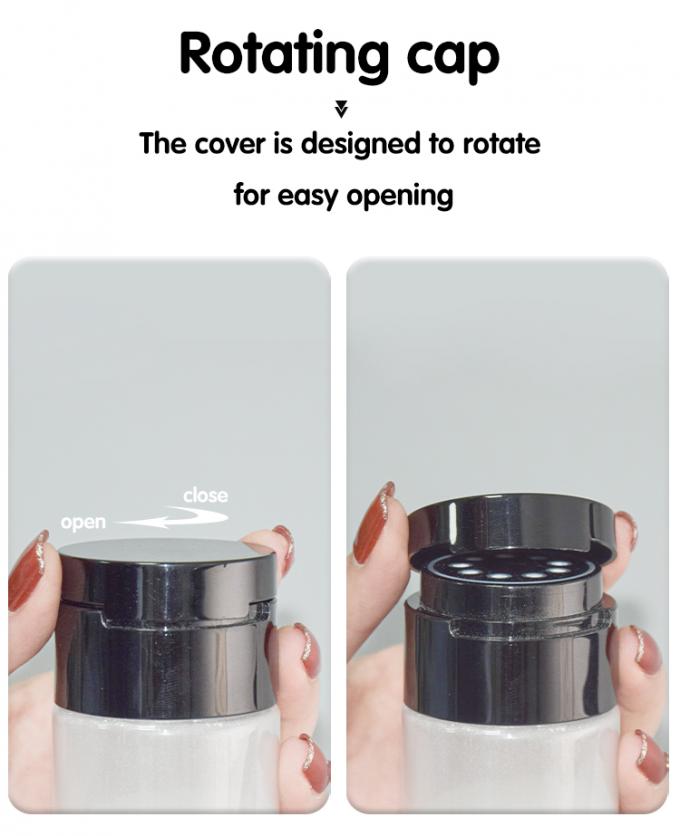 100g 150g PETG Cosmetic Pump Bottle Mens Skincare Packaging For Talcum Loose Powders 3