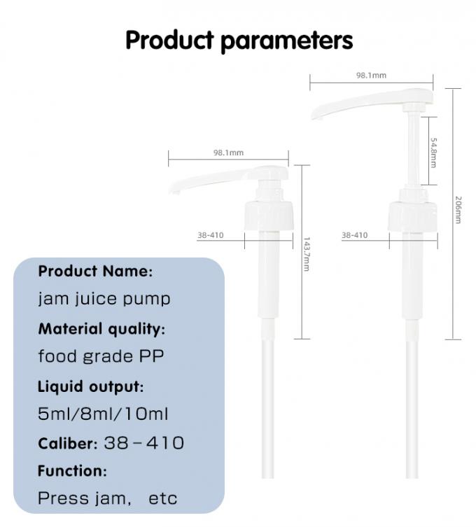 5ml 8ml 10ml Food Dispenser Pump For 38-410 Neck PE / PET And Glass Bottle 9