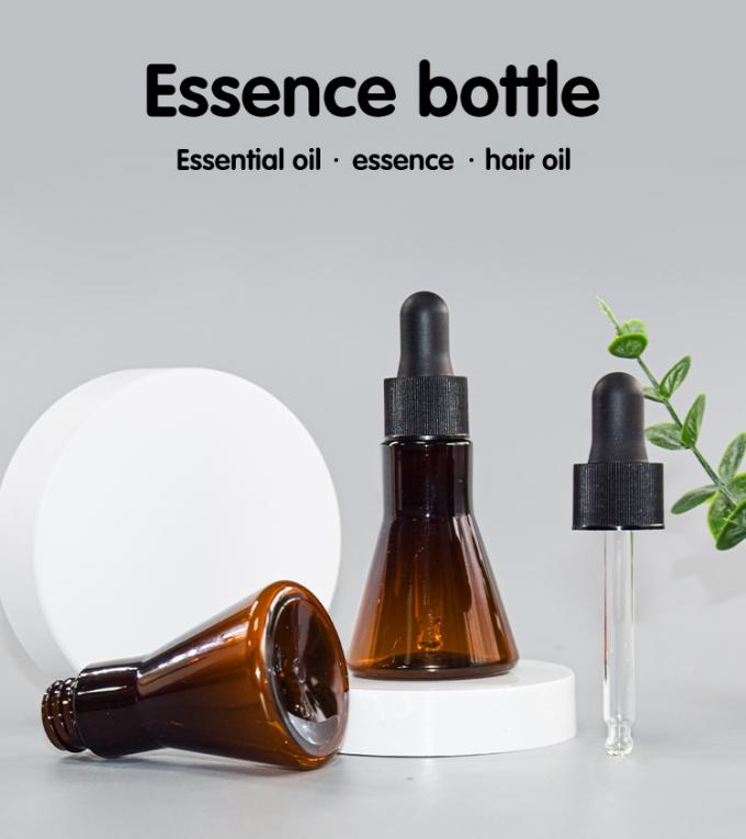 Brown color PET 20ml Cosmetic essence packaging dropper bottle 0