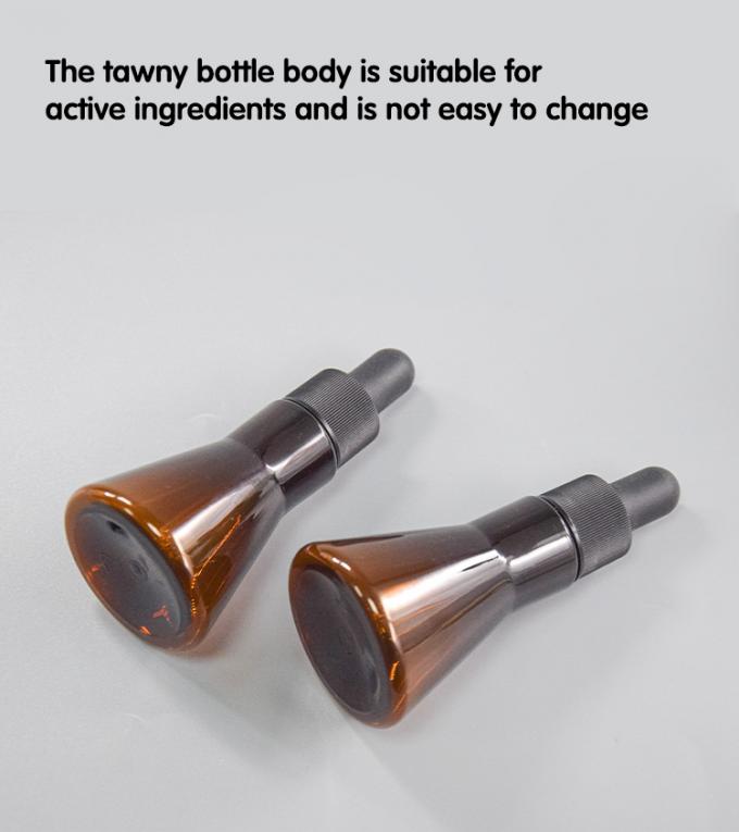 Brown color PET 20ml Cosmetic essence packaging dropper bottle 3