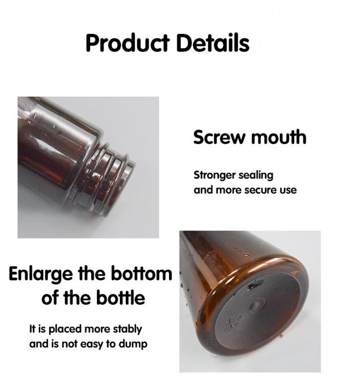 Brown color PET 20ml Cosmetic essence packaging dropper bottle 4