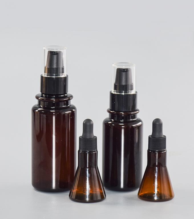 Brown color PET 20ml Cosmetic essence packaging dropper bottle 7