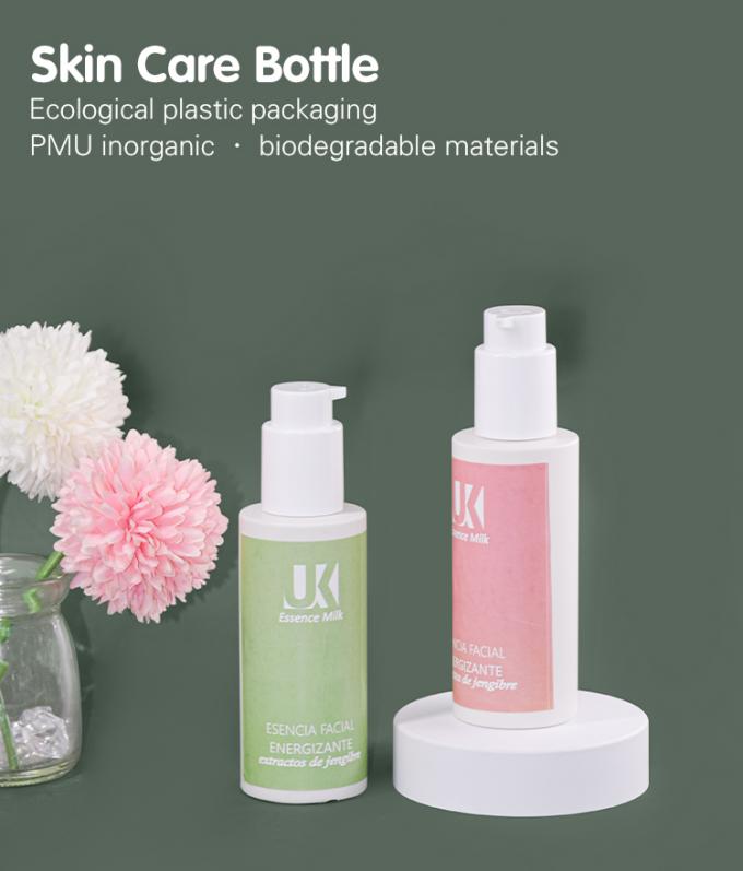 PMU Inorganic Biodegradable Packaging Bottle With PP PCCR Cream Pump For Lotions 100ml 0