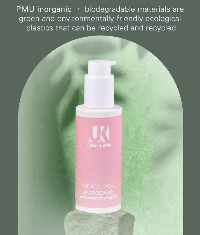 PMU Inorganic Biodegradable Packaging Bottle With PP PCCR Cream Pump For Lotions 100ml 2