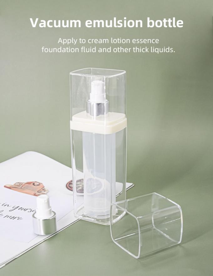 UKA51 Recyclable 100ml Square Airless Lotion Bottles With Transparency Lid 0
