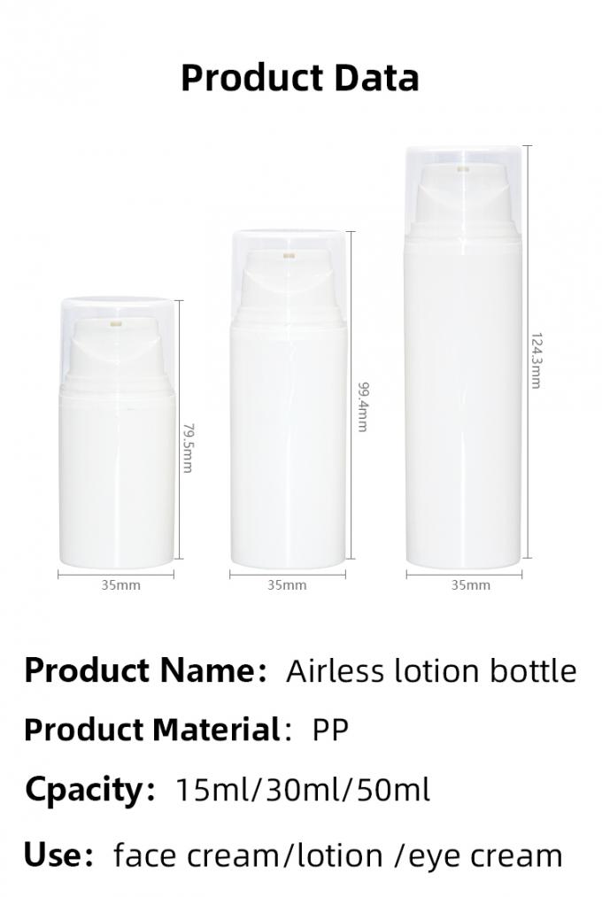 UKA66 Recycle PP Large Mouth Airless Pump Head 15ml 30ml 50ml Vacuum Bottle For Lotion Packaging 3