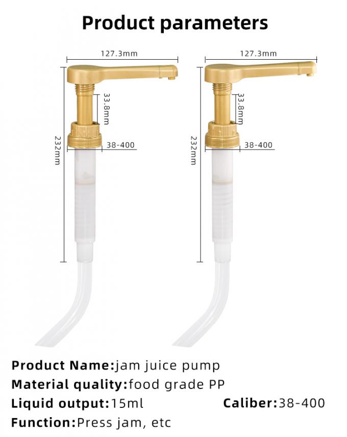 Gold Sauce Dispenser Pump 38-40015cc and 30cc with Curved straw GOLD SAUCE PUMPS FOR 64 – 90.4 OZ BOTTLES 3