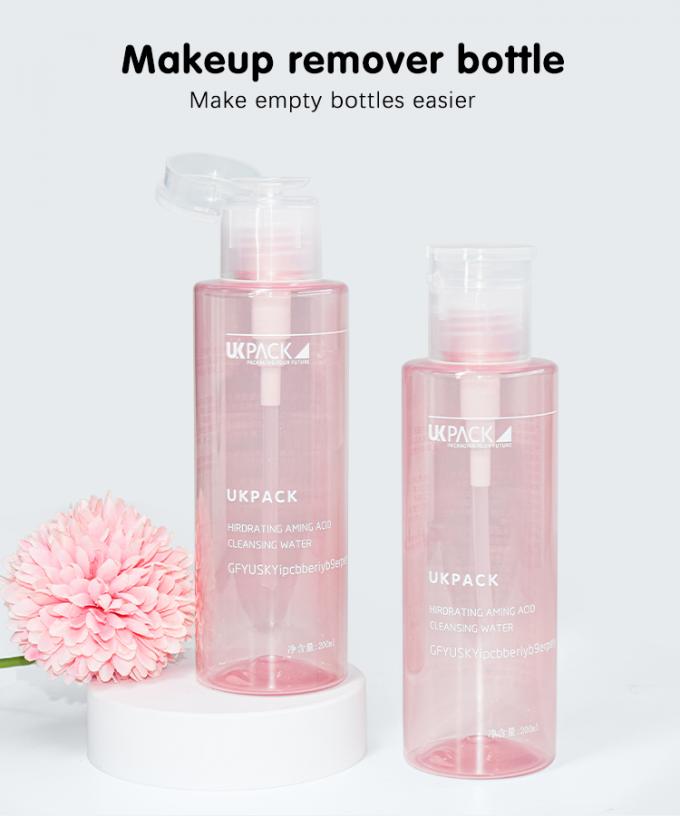 200ml PET Makeup Remover Pump Bottle Customized Logo Pink Color cosmetic Bottle UKG32 0