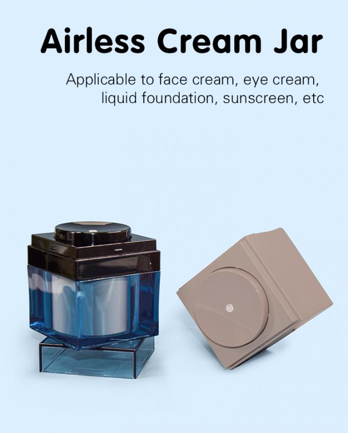 PMMA Square Airless Pump Jar 50g High-End Luxury Cosmetic Packaging 0