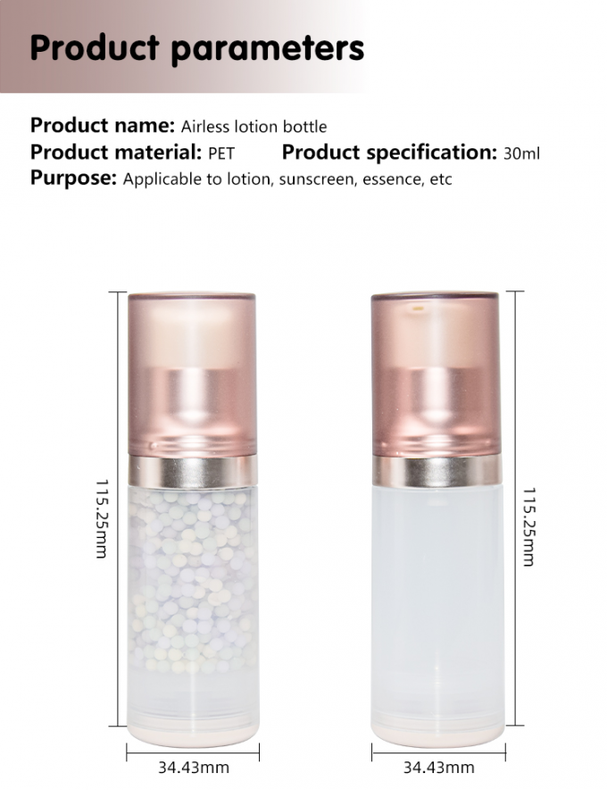 30ml PET Airless Lotion Bottle Skin Care Packaging Lotion Essence Suncreen Bottle UKA81 6