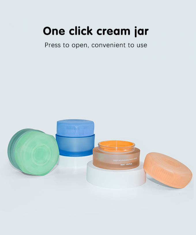 30g/ 50g Customized One Click Cream Jar Face Cream Hair Cream Container Skin Care Packaging Push Botton Cap UKC69C 0