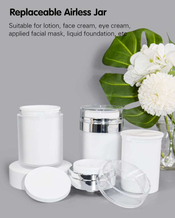 100g Replaceable PP Inner PMMA Outer Airless Jar Lotion Face Cream Jar 0