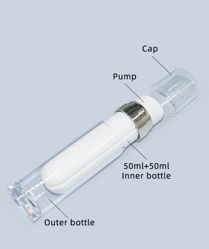 50ml + 50ml PMMA Double Tube Essence Bottle Lotion Pump Bottle UKL10F 5