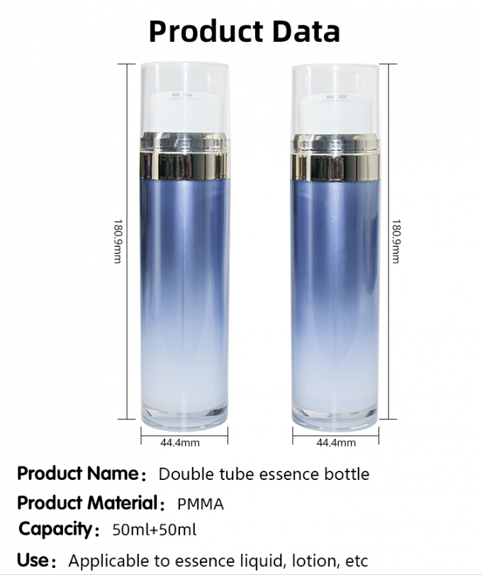 50ml + 50ml PMMA Double Tube Essence Bottle Lotion Pump Bottle UKL10F 6