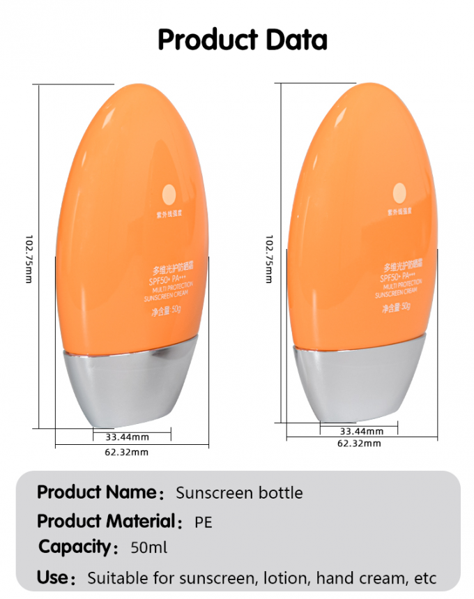 50ml Orange Sunscreen Hand Cream Lotion Bottle Skin Care Packaging UKL33E 7