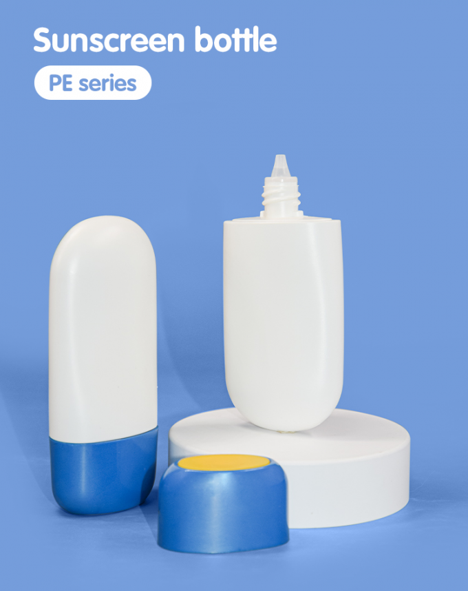 50ml Blue And White PE Sunscreen Bottle Skin Care Packaging UKL33F 0