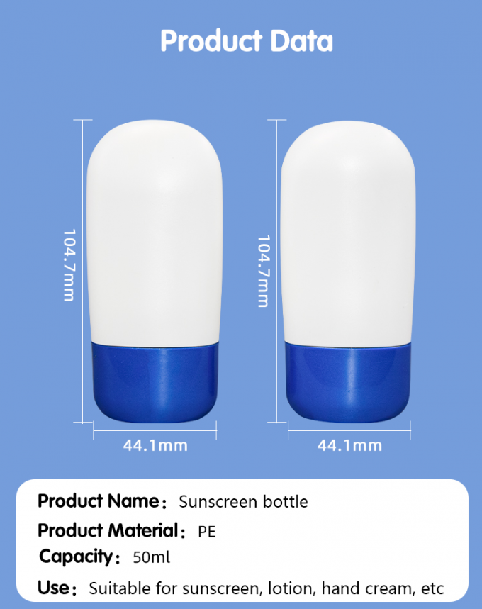 50ml Blue And White PE Sunscreen Bottle Skin Care Packaging UKL33F 7