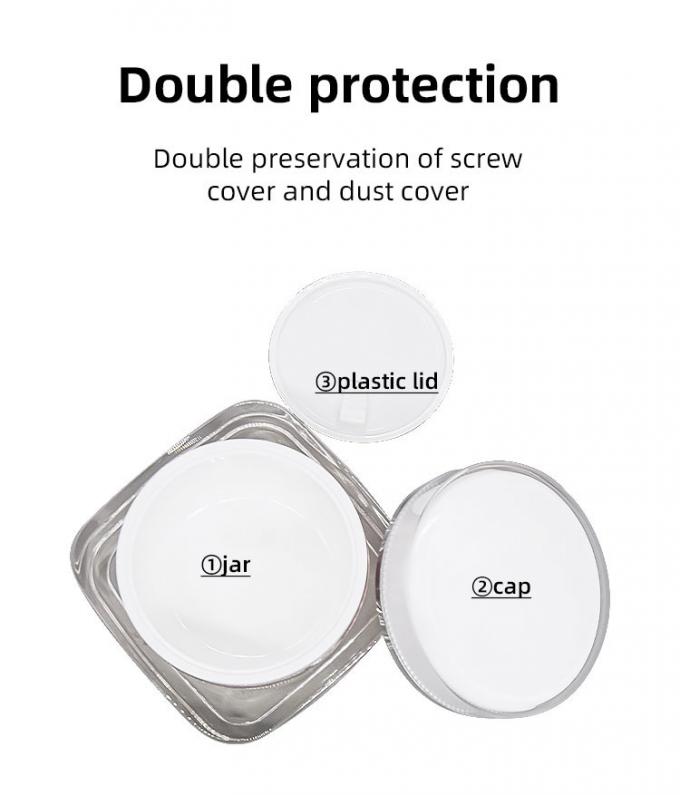 Square Acrylic Double Wall Cosmetic Skincare Cream Jar 100g Od 87mm 3