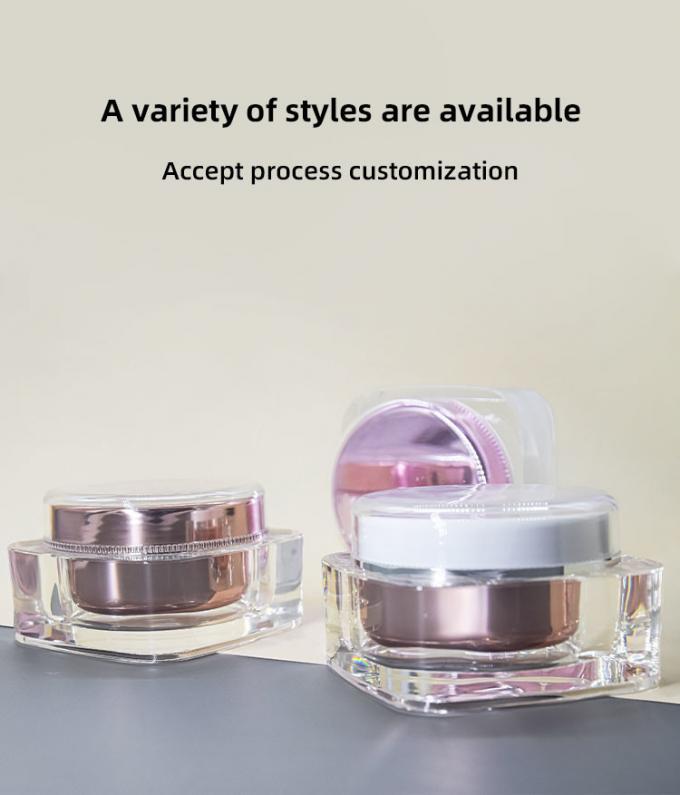 Square Acrylic Double Wall Cosmetic Skincare Cream Jar 100g Od 87mm 0