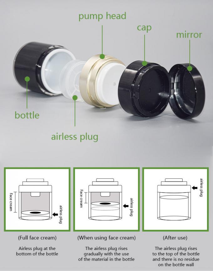 15g 30g Acrylic Airless Cosmetic Cream Jars With Mirror Skincare Packaging Container 0