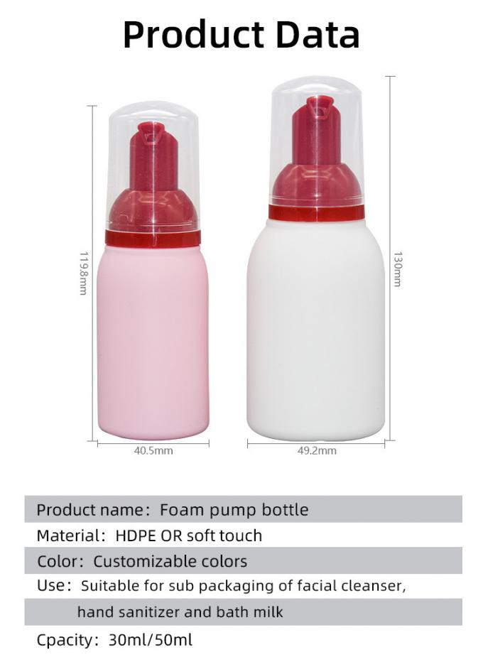 Hpde Hand Wash Od 33mm Foam Pump Bottle Cosmetic 50ml 100ml 2