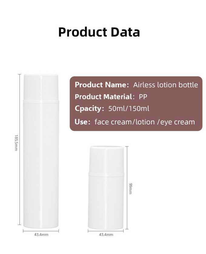 50ml 150ml Airless Pump Bottles Pp Skincare Cosmetic Packaging Pcr Container 2