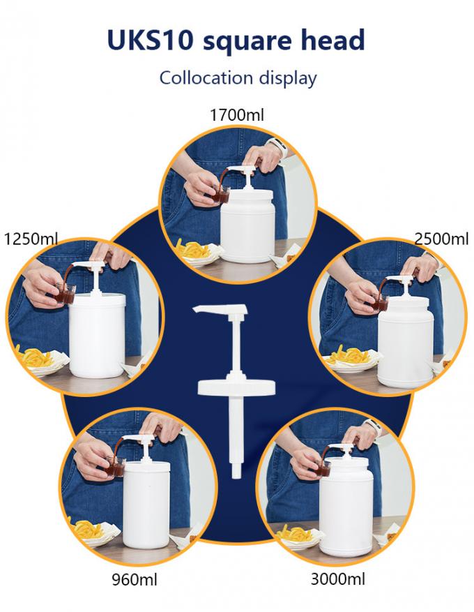 Square Head Syrup Pump Dispenser 5ml 8ml 10ml Dosage For 960ml HDPE Bottle Container 0