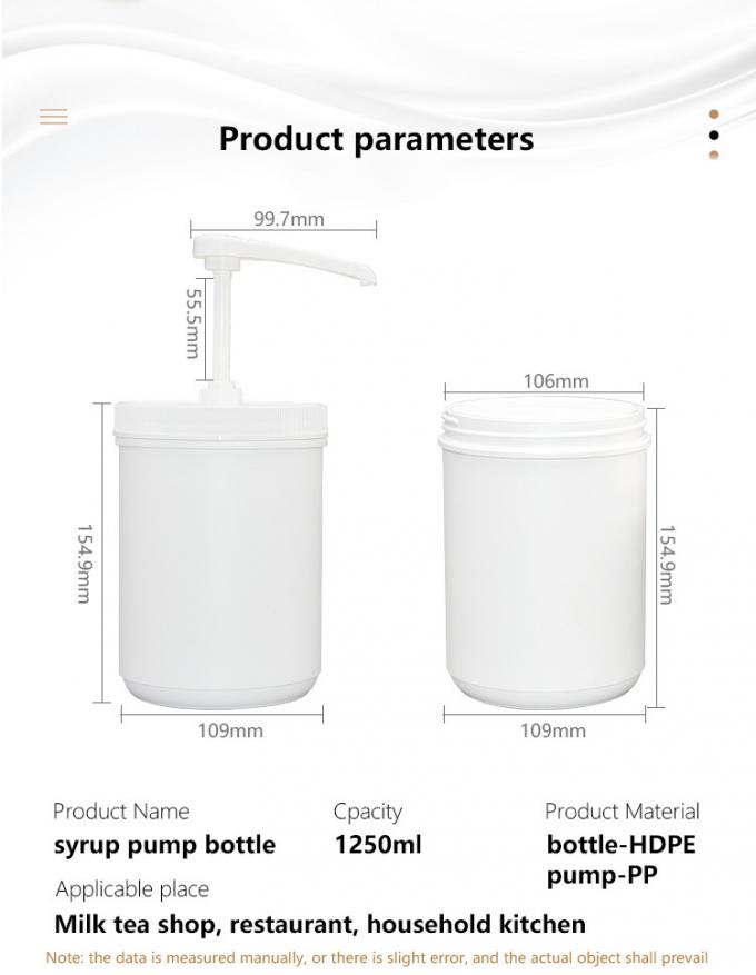 Round HDPE 1250ml Conatiner Ketchup Dispenser Pump Non Spill Square Head Type 2
