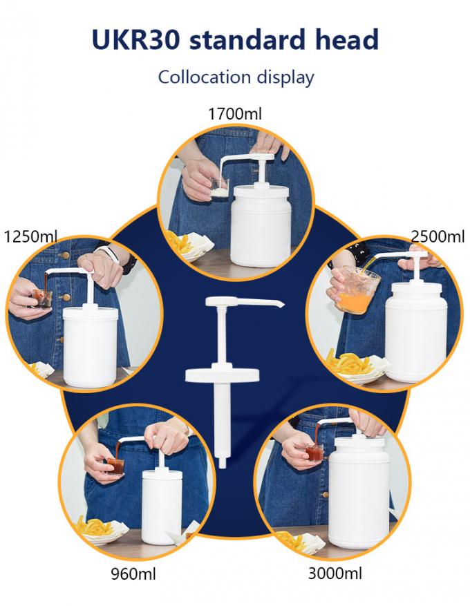 Round 1700ml Bottle Std Head Condiment Pump Dispenser For Chocolate Ketchup Sauce 0