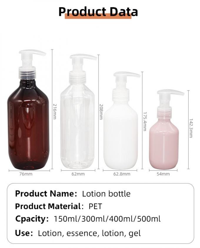All Plastic 400ml 500ml PET Lotion Bottle Multipurpose For Cosmetic Kitchen Bathroom 3
