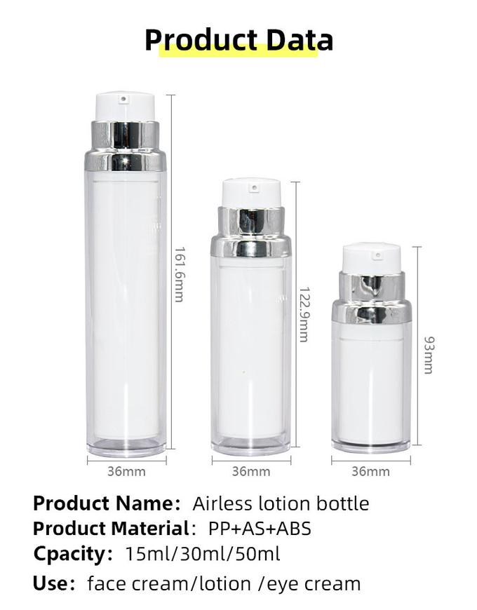 Double Layer PP Airless Pump Bottle 15ml 30ml 50ml Cosmetic Pump Dispenser 2