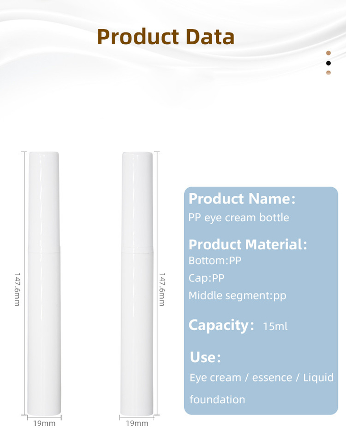 15ml PP Plastic Airless Eye Care Pump Bottles Custom Cosmetic Packaging 1