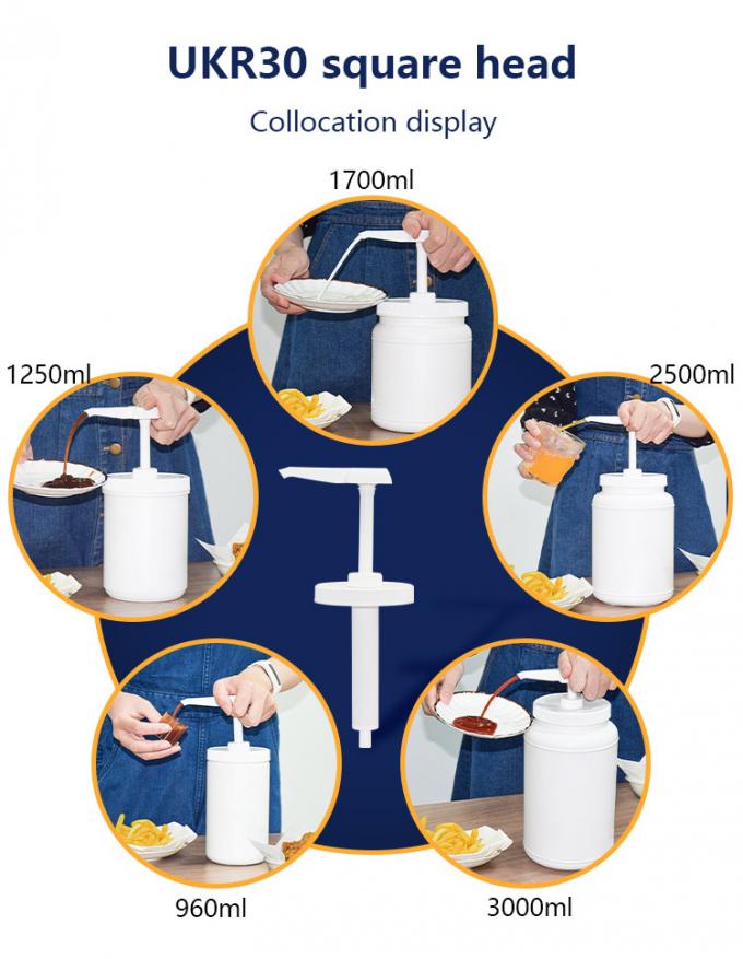 15ml 30ml Square Head High Viscosity Sauce Dispenser Pump With 2500ml Round Container 0
