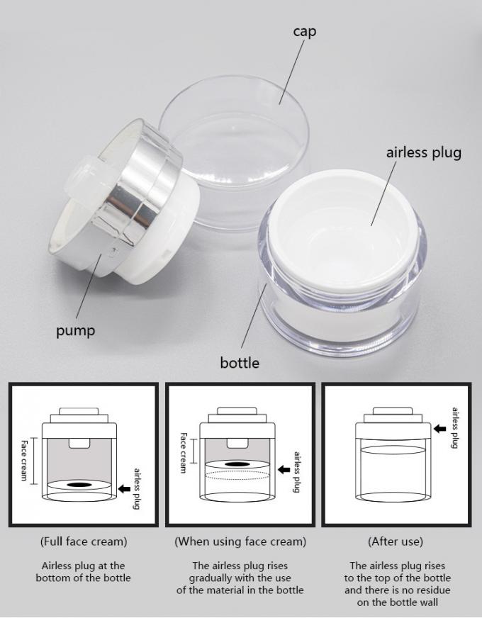15g Airless Cosmetic Jar Acrylic Skincare/ Haircare Container For Cream Gel Lotion 0