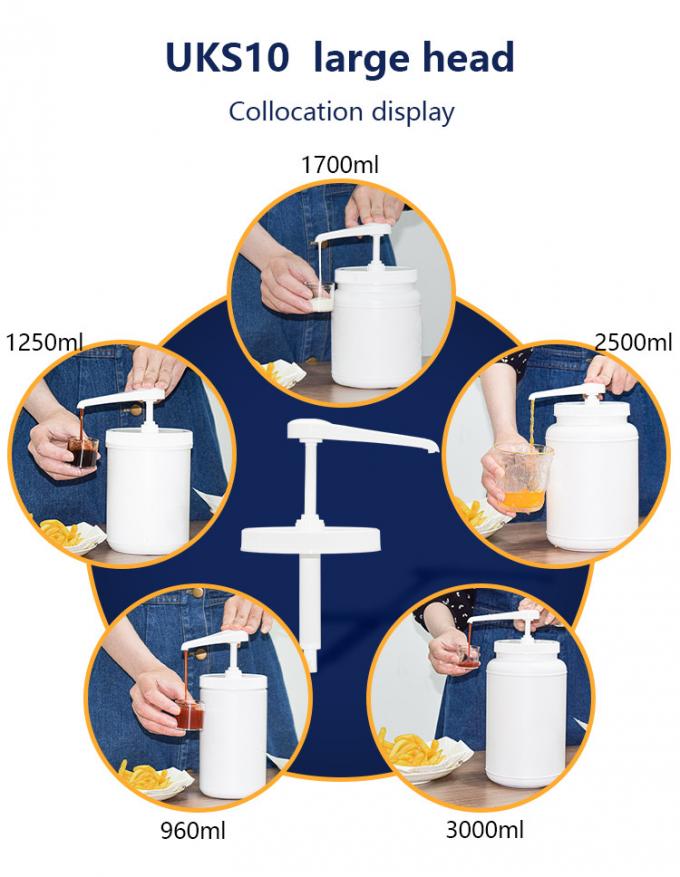 100oz / 3000ml PE Container With 5ml 8ml 10ml Syrup Pump Large Head Condiment Set 3