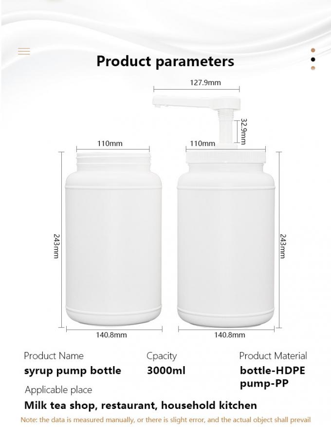 100oz / 3000ml PE Container With 5ml 8ml 10ml Syrup Pump Large Head Condiment Set 2