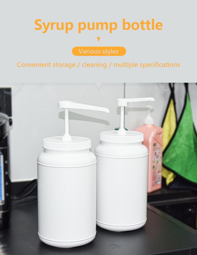 Leak Proof Syrup Pump Dispenser Narrow Head With 3000ml White Round PE Container 1