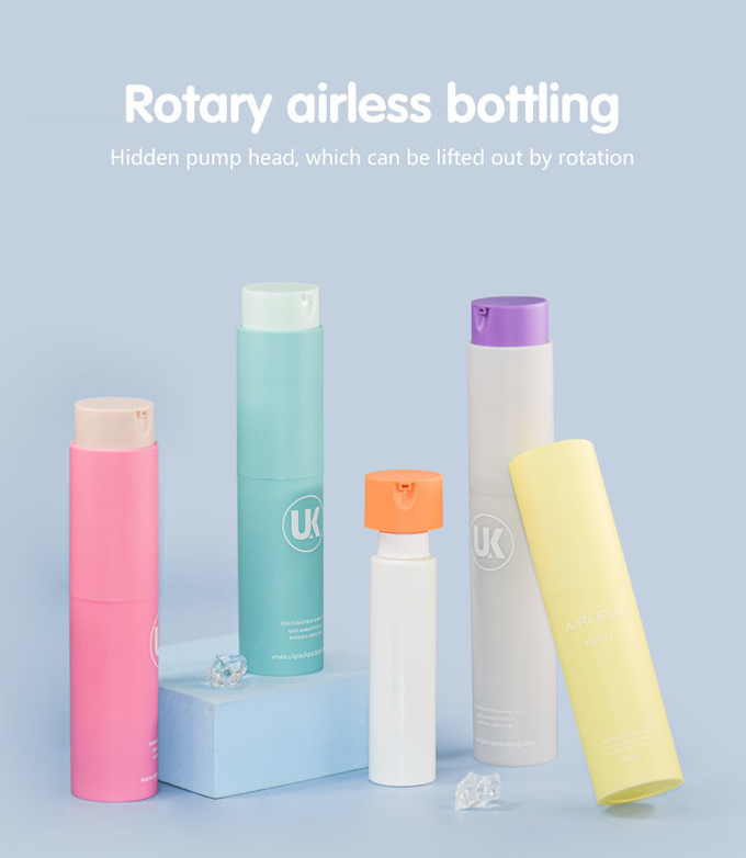 PP Rotary Airless Pump Bottles Refillable Packaging For Cosmetics Detachable Container 2