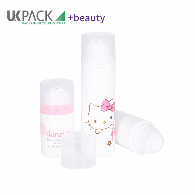 UKA06 Round 15ml 30ml 50ml PP Airless Pump Bottle With Labeling For Lotion Packaging 1