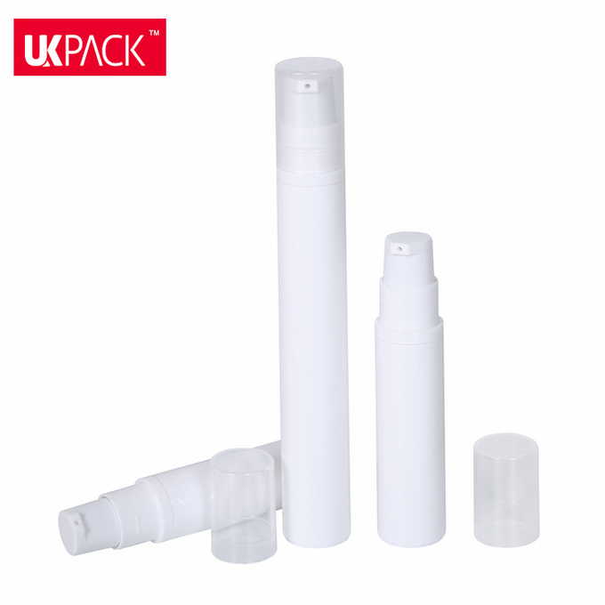 Skin Care Airless Cosmetic Plastic Pump Bottles White Color Smooth Surface OEM 0