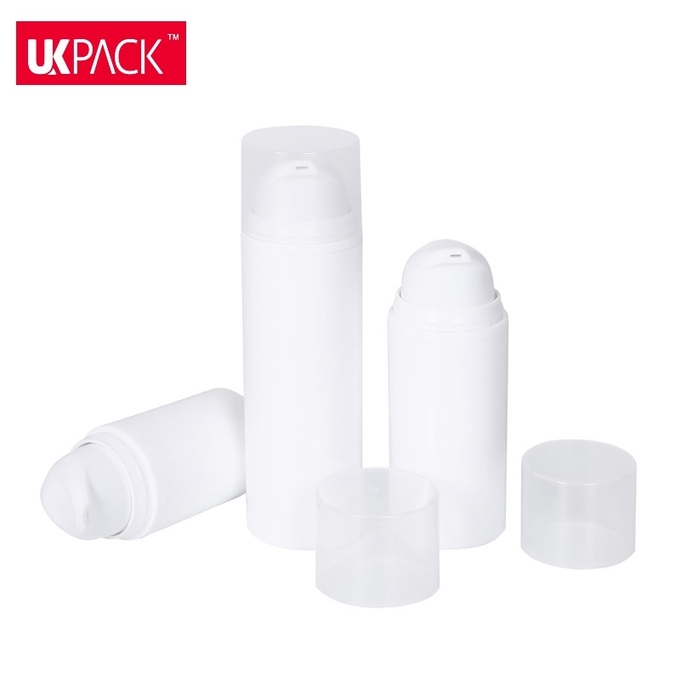 Cosmetic Packaging White PP Airless Pump Bottles Sunblock Cream Bottle Custom Color 1
